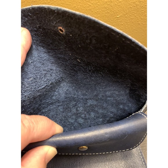 VTG Sandalwood Cowhide Brazil Tooled Navy Blue Leather Trifold Wallet-7x4‎ - Picture 7 of 9